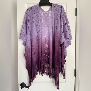 Butterfly Purple Ombre Wrap Fringe Detail One size
